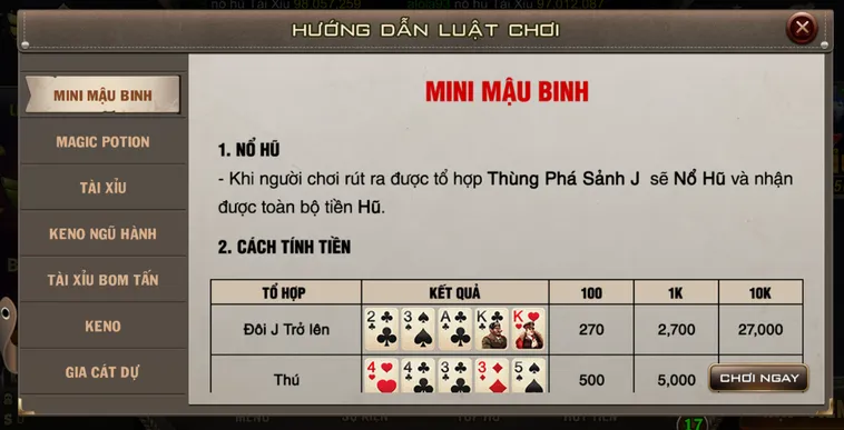 Chơi Mini Mậu Binh Tại B52 Club Nhận Thưởng Lớn Chỉ Trong 30 Giây