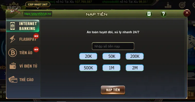 Cách Nạp Tiền B52 Club An Toàn Nhận Khuyến Mãi 100% Giá Trị