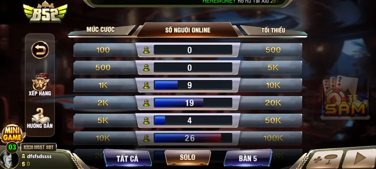 Sâm Lốc Tại B52 Club Chơi Ngay Nhận Thưởng Lớn Tới 100 Triệu